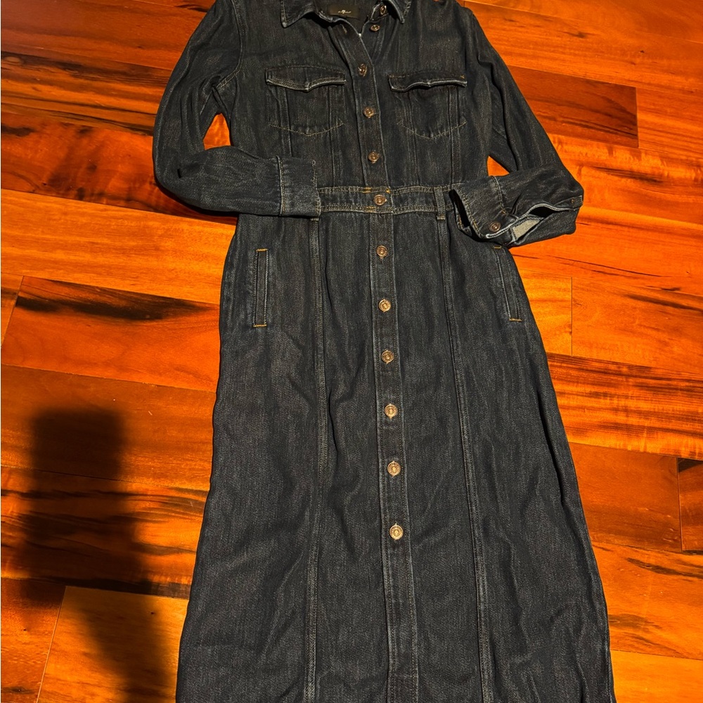 7 For All Mankind Dark Denim Long Sleeve Dress